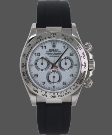 Rolex Daytona 116519 white Arabic dial Black Rubber strap 40mm Mens Replica Watch