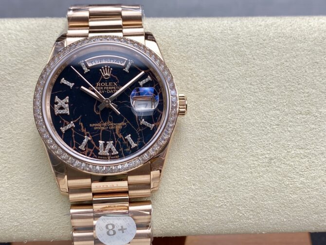 Replica Rolex Day-Date 128345RBR Eisenkiesel dial Everose Gold 36MM Unisex Watch