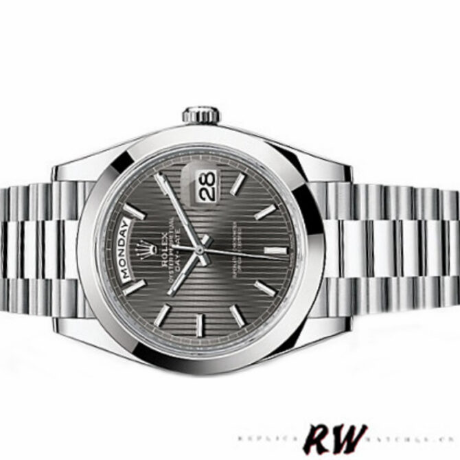 Replica Rolex Day-Date 228206 Dark Rhodium Grey Dial Platinum 40MM Mens Watch