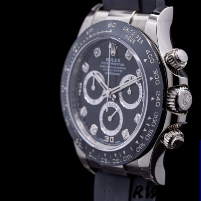 Rolex Daytona 116519 White Gold Automatic Black Dial Diamonds 40mm Mens Replica Watch
