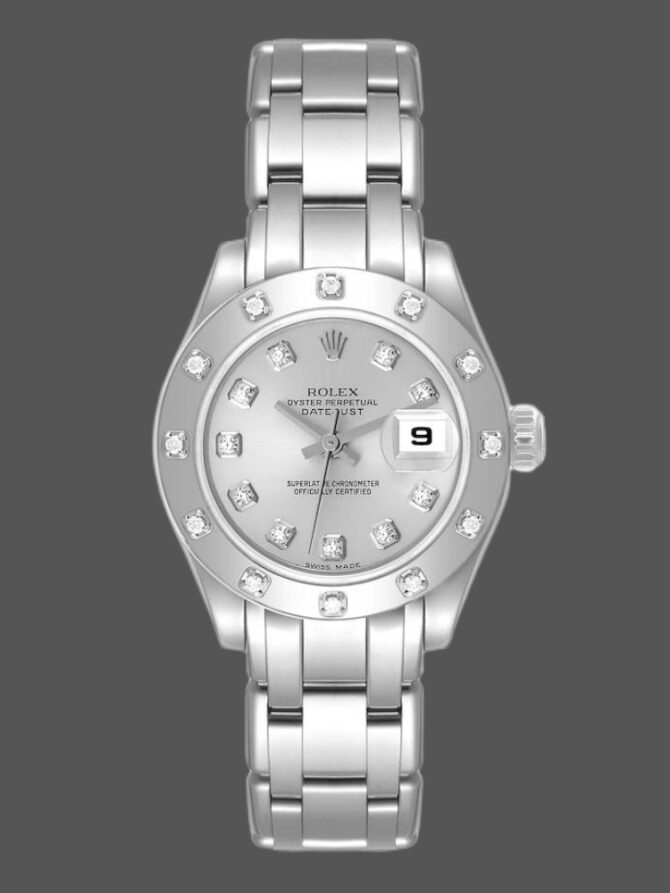 Rolex Pearlmaster 80319 Silver Diamond Dial 29MM Lady Replica Watch