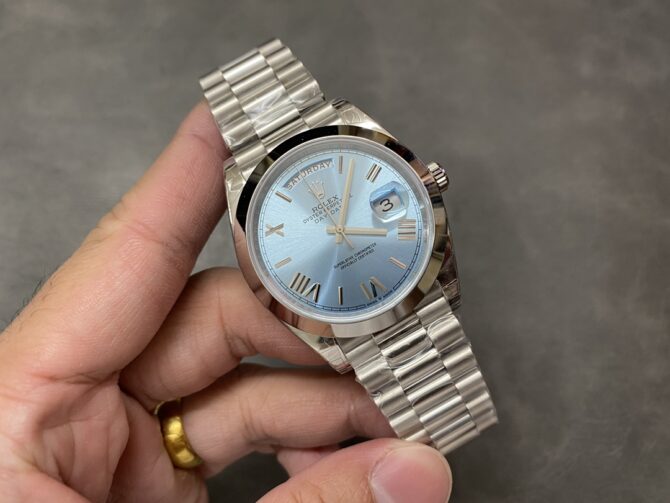 Replica Rolex Day-Date 228206 Ice Blue Quadrant Dial Platinum 40MM Mens Watch