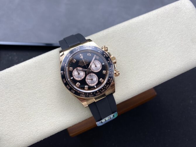 Rolex Daytona Everose Rubber 126515LN 0004 Black Dial Diamond Watch
