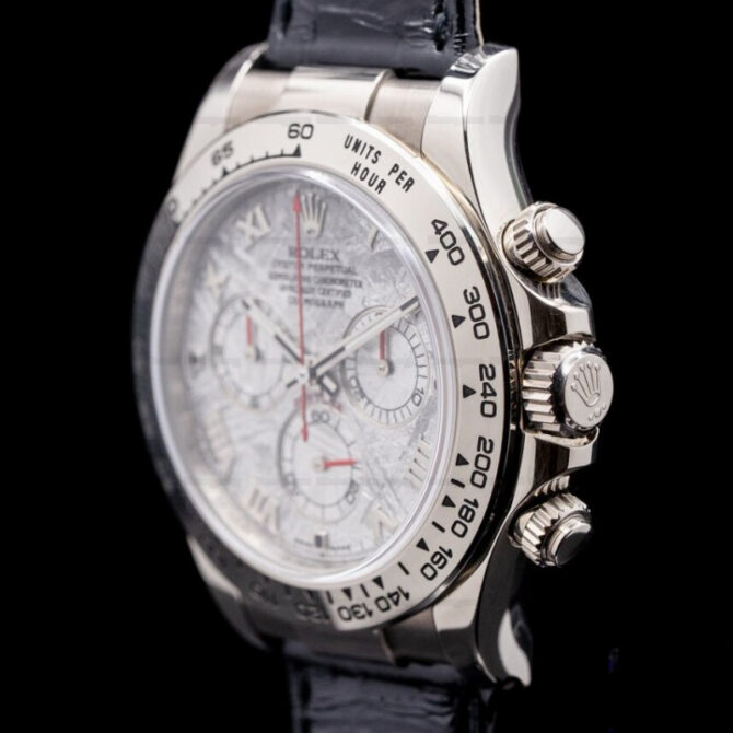 Rolex Daytona 116519 Black Leather strap Meteorite Dial 40mm Mens Replica Watch