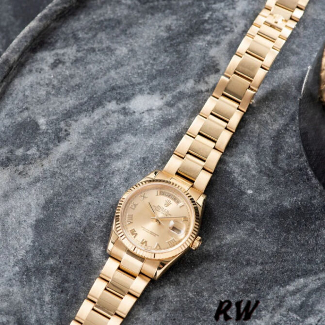 Replica Rolex Day-Date 118238 Champagne Dial Yellow gold 36mm Unisex Watch