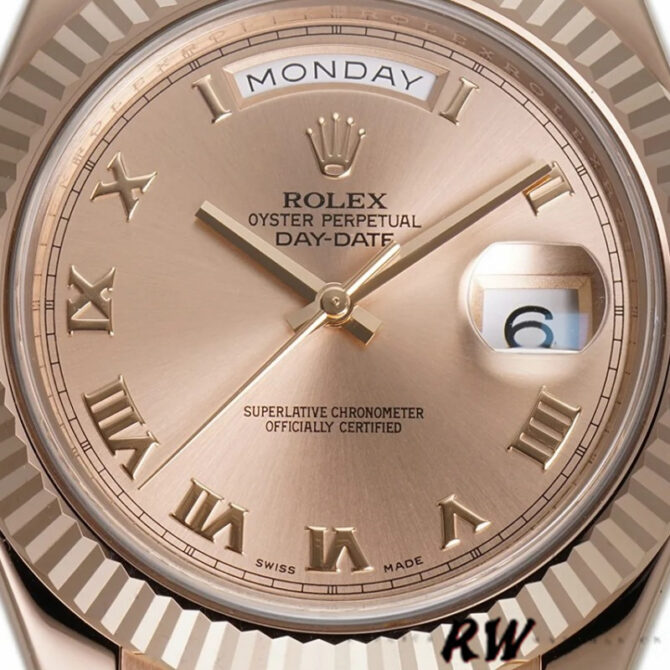Replica Rolex Day-Date 218235 Rose Roman Dial Rose Gold 41MM Mens Watch