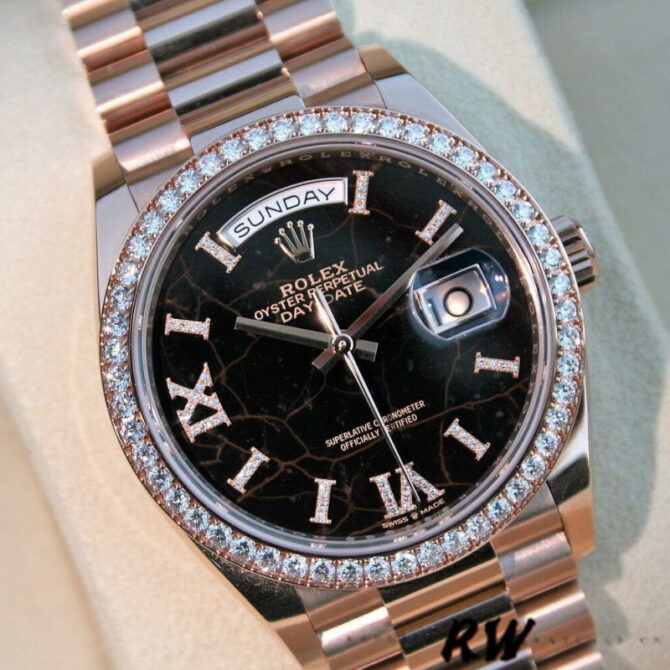 Replica Rolex Day-Date 128345RBR Eisenkiesel dial Everose Gold 36MM Unisex Watch