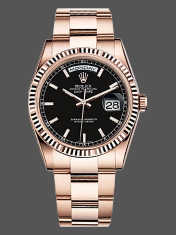 Replica Rolex Day-Date 118235 Rose Gold Chocolate Brown Dial 36mm Unisex Watch