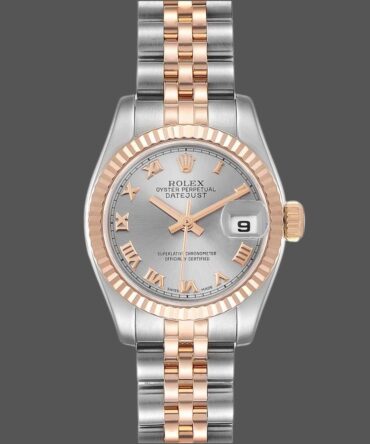 Rolex Datejust 179171 Grey Roman Numeral Dial Fluted Bezel 26MM Lady Replica Watch