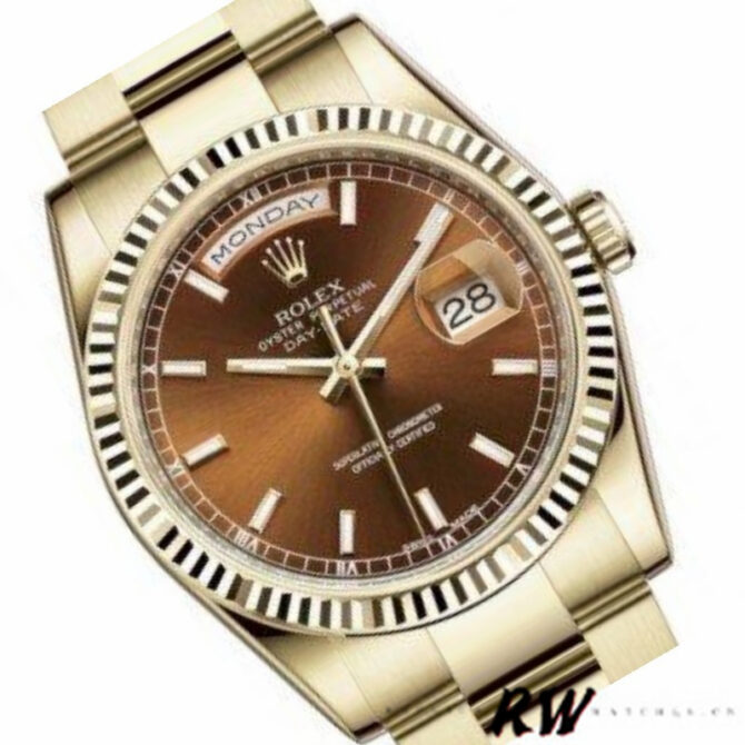Replica Rolex Day-Date 118235 Rose Gold Chocolate Brown Dial 36mm Unisex Watch