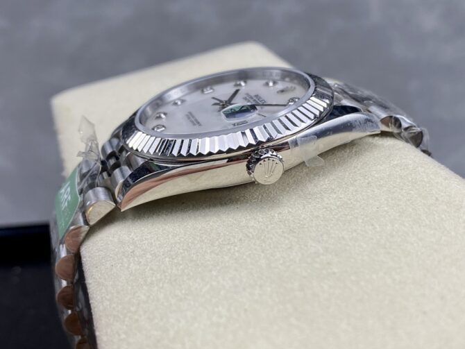 Rolex Datejust 41 Steel White Gold MOP Diamond Dial 126334 Men's Watch