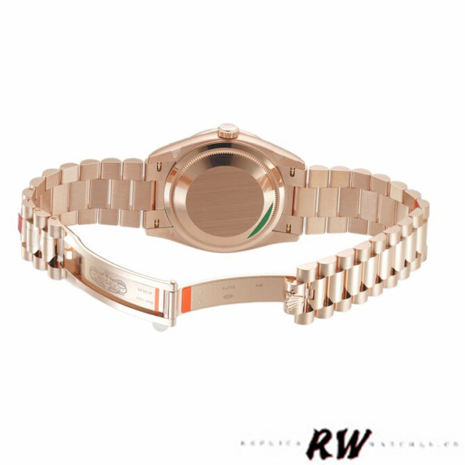 Replica Rolex Day-Date 128345RBR Champagne Rose Dial Everose Gold 36MM Unisex Watch