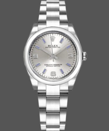 Rolex Oyster Perpetual 177200 Silver Dial Blue Markers 31mm Lady Replica Watch