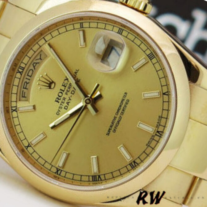 Replica Rolex Day-Date 118209 White Gold Silver Diamond Dial Automatic 36mm Unisex Watch