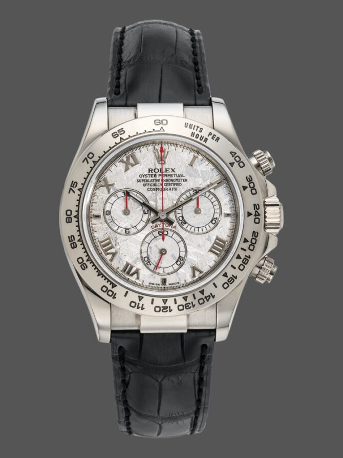 Rolex Daytona 116519 Black Leather strap Meteorite Dial 40mm Mens Replica Watch