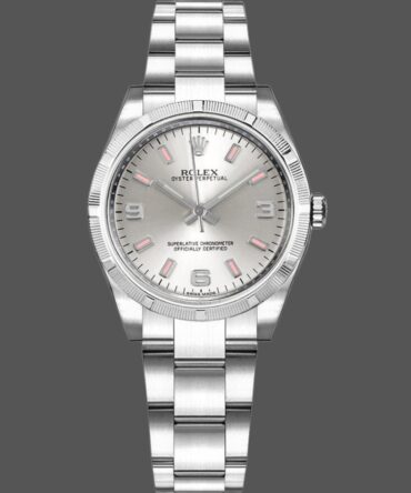 Rolex Oyster Perpetual 177210 Silver Dial Pink Hour Markers 31mm Lady Replica Watch