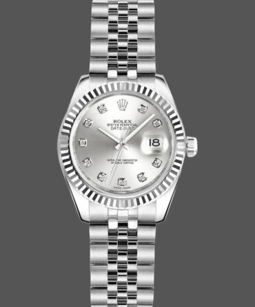 Rolex Datejust 179174 Silver Diamond Dial Fluted Bezel 26MM Lady Replica Watch
