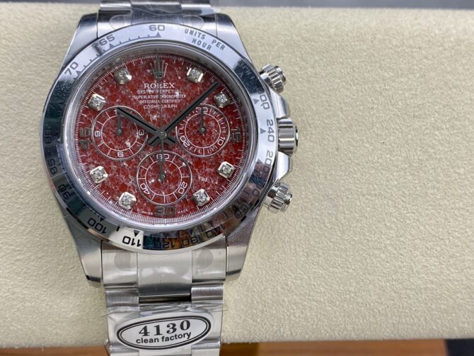 Rolex Cosmograph Daytona 40MM White Gold Rare Rubellite Dial 116509 Men's Watch