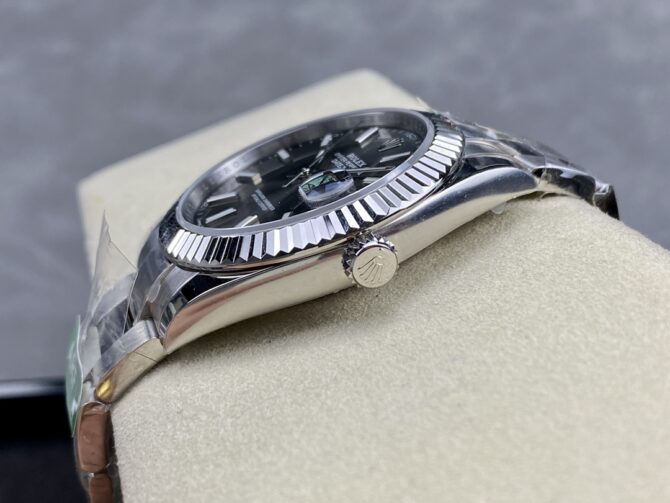 Rolex Datejust 41 White Gold Fluted Bezel Slate Dial Oyster M126334 0013 Men's Watch