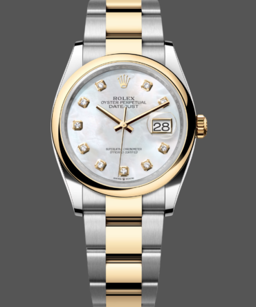 Rolex Datejust 36 Steel & Yellow Gold Mother of Pearl Diamond Dial M126203 0024 Women's Watch
