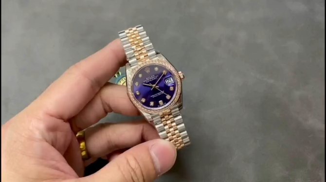 Rolex Datejust 28 Rose Dial Purple Gold m279381rbr 0015 Lady Watch