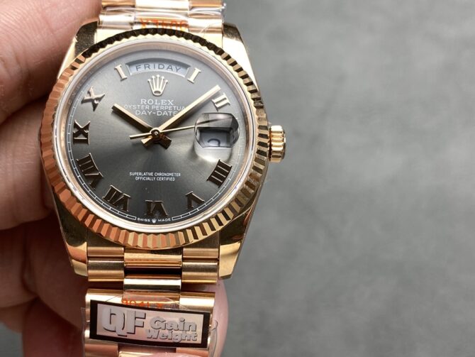 Replica Rolex Day Date Rose Gold Slate Diamond Dial President Bracelet M128235 0050