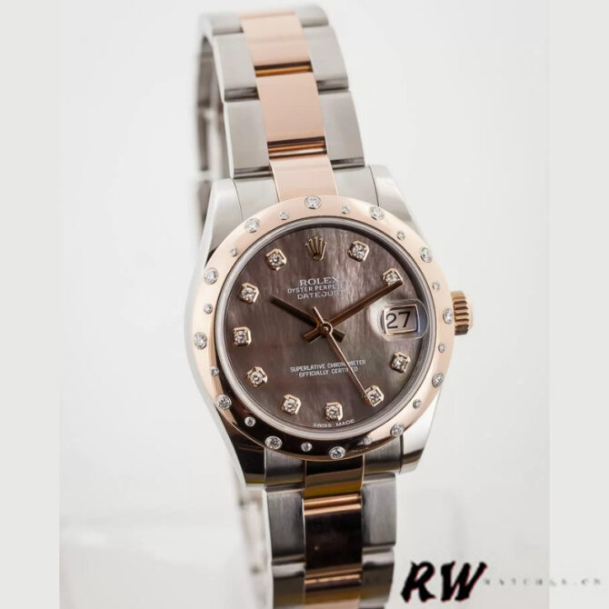 Rolex Datejust 178341 Black MOP Diamond Dial 31MM Lady Replica Watch