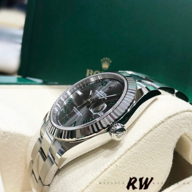 Rolex Datejust m126334 0021 Fluted Bezel Grey Wimbledon Dial 41MM Mens Replica Watch