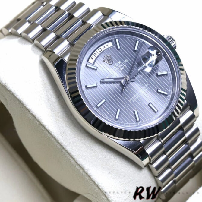 Replica Rolex Day-Date 228396TBR Ice Blue Diamond Dial Diamond Bezel 40mm Mens Watch