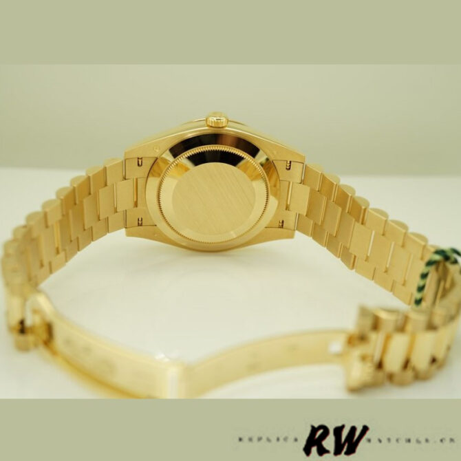 Replica Rolex Day-Date 228348RBR Champagne Roman Dial Diamond Bezel 40mm Mens Watch