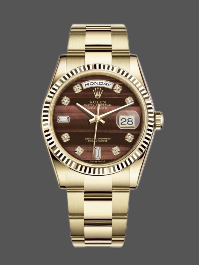Replica Rolex Day-Date 118235 Rose Gold Chocolate Brown Dial 36mm Unisex Watch