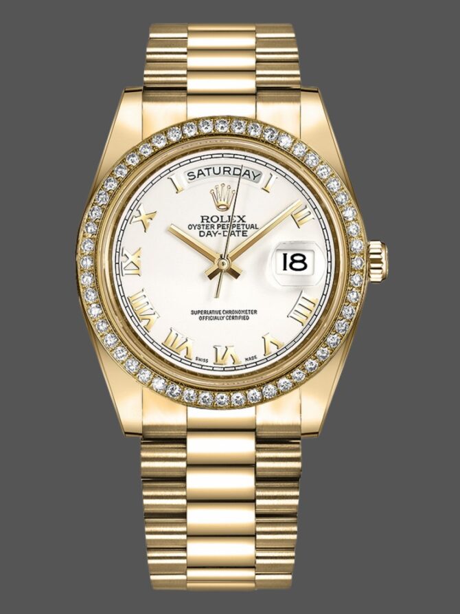 Replica Rolex Day-Date 218348 White Roman Dial 41MM Mens Watch