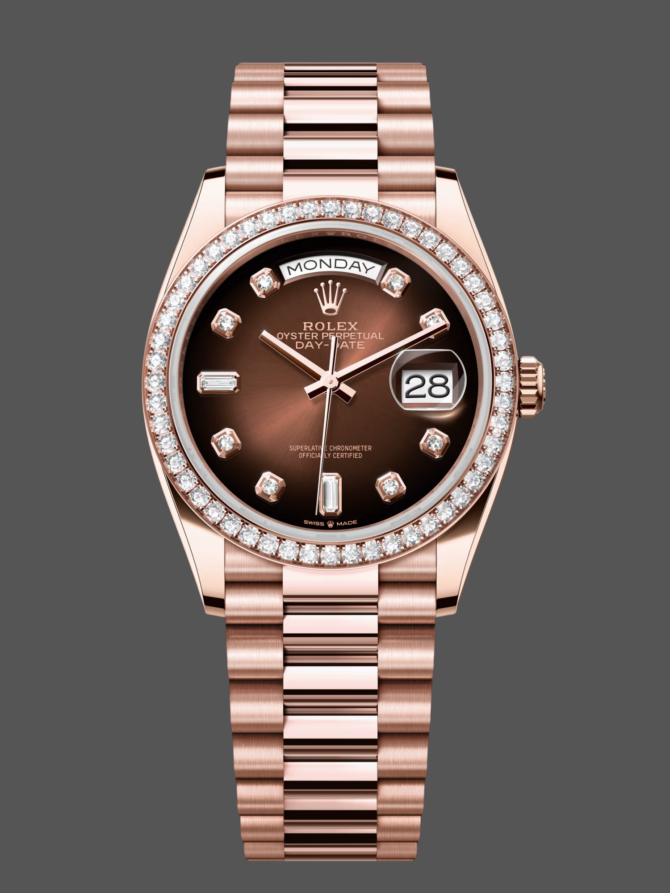Replica Rolex Day-Date 36MM 128345RBR 0028 Mother of Pearl White Dial Everose Gold Unisex Watch
