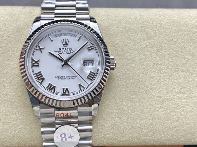 Replica Rolex Day Date 36 White Dial Platinum President Bracelet m128236 0017