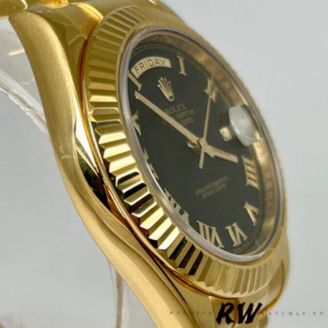 Replica Rolex Day-Date 218238 Black Roman Numeral Dial Yellow Gold 41MM Mens Watch