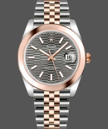 Rolex Datejust 126301 Rose Gold Slate Grey Fluted Motif Dial 41MM Mens Replica Watch