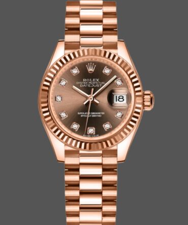 Rolex Datejust 279175 Chocolate Diamonds Dial Fluted Bezel 28mm Lady Replica Watch