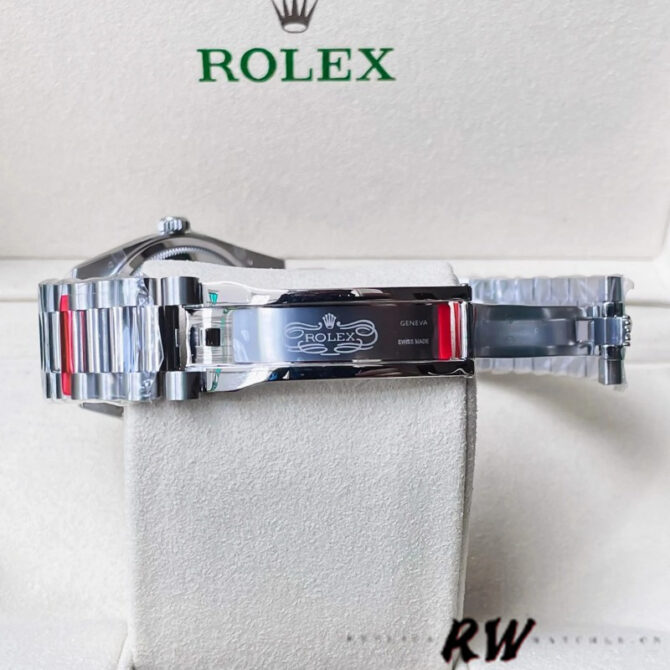 Replica Rolex Day-Date 128349RBR White Roman Dial Diamond Bezel 36MM Unisex Watch