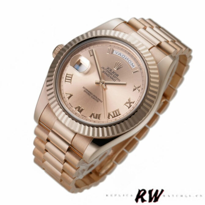 Replica Rolex Day-Date 218235 Rose Roman Dial Rose Gold 41MM Mens Watch