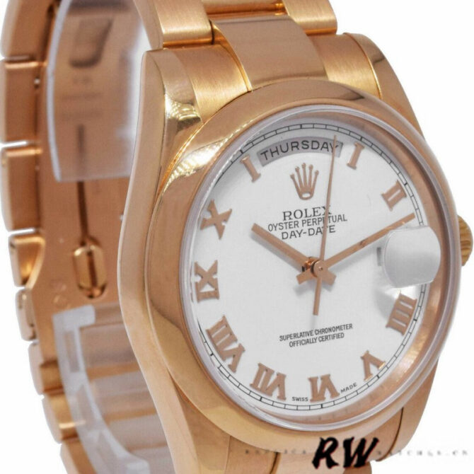 Replica Rolex Day-Date 118205 White Roman Numeral Dial 36mm Unisex Watch
