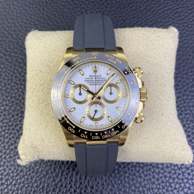 Rolex Cosmograph Daytona 116518LN White Dial Black Rubber Strap 40mm Mens Replica Watch