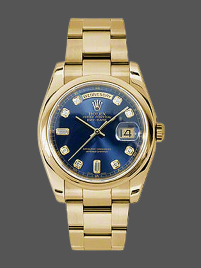 Replica Rolex Day-Date 118238 Dark Mother Of Pearl Dial Yellow Gold 36mm Unisex Watch