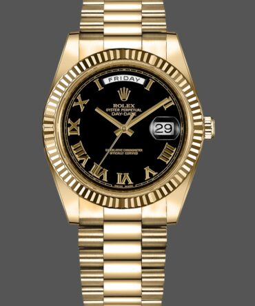 Replica Rolex Day-Date 218238 Black Roman Numeral Dial Yellow Gold 41MM Mens Watch
