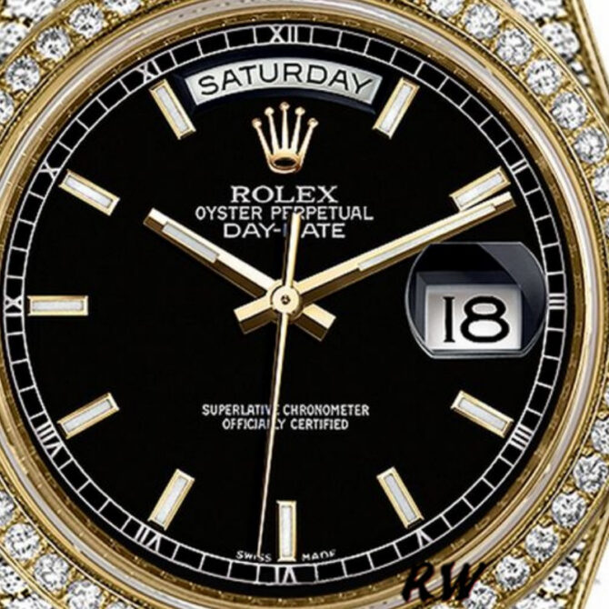 Replica Rolex Day-Date 118388 Black Diamond Dial 36mm Unisex Watch
