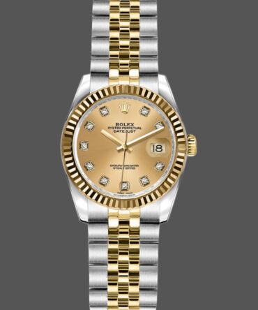 Rolex Datejust 179173 Champagne Diamond Dial Fluted Bezel 26MM Lady Replica Watch