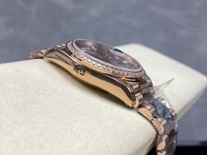 Replica Rolex Day-Date 228345RBR 0007 Sundust Diamond Dial Diamond Bezel 40mm Mens Watch