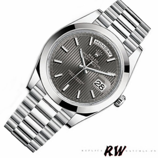 Replica Rolex Day-Date 228206 Dark Rhodium Grey Dial Platinum 40MM Mens Watch