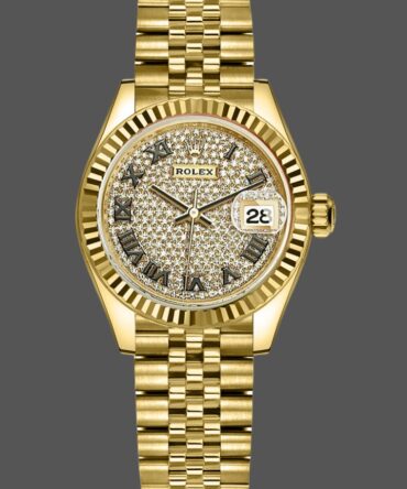 Rolex Datejust 279178 Diamond Pave Dial Yellow Gold 28mm Lady Replica Watch