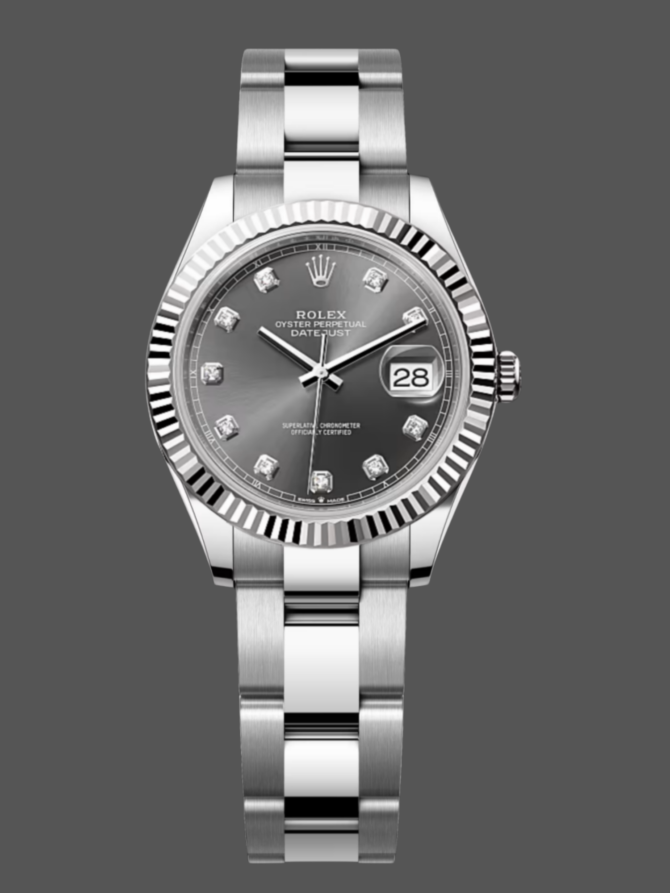 Rolex Datejust 31 Grey Diamond Dial Fluted Bezel 278274 Women's Watch