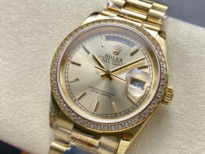 Replica Rolex Day-Date 128348RBR Dark Grey Dial Yellow Gold 36MM Unisex Watch